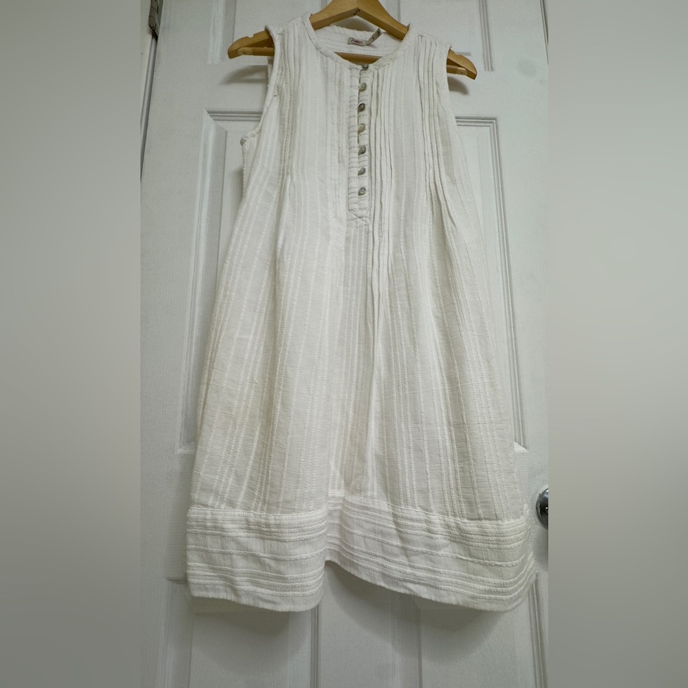 Faherty Ivory Sleeveless Button-Front Textured Midi Dress